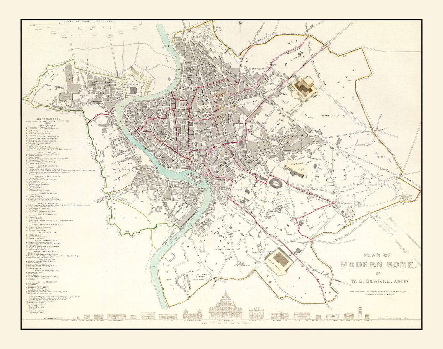 Vintage Map of Stockholm, Sweden 1838