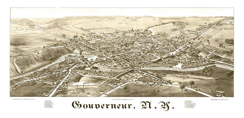 Vintage Map of Gouverneur, New York 1885