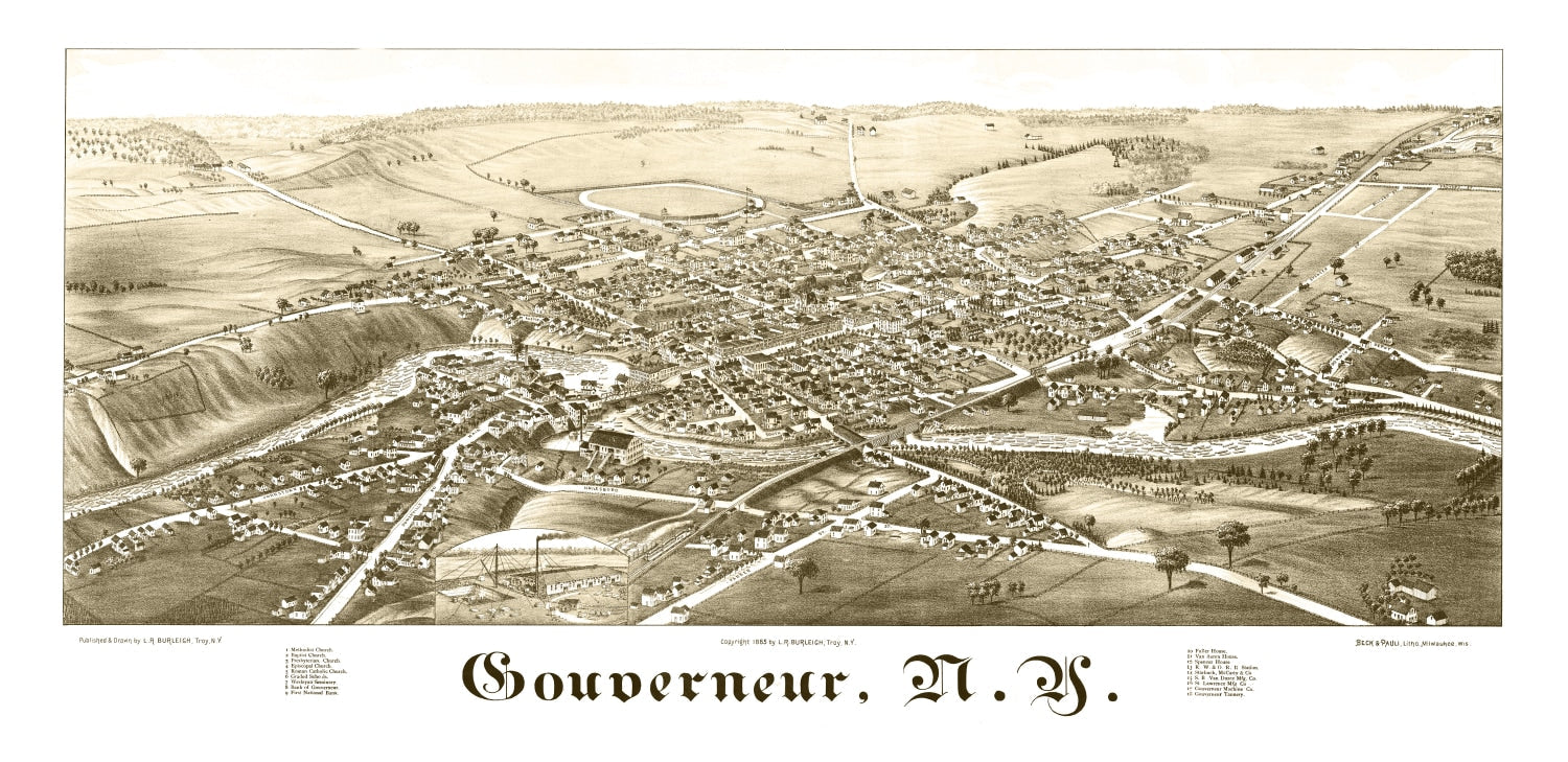 Vintage Map of Gouverneur, New York 1885