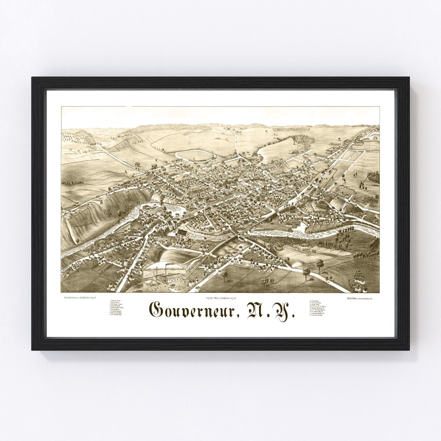 Vintage Map of Gouverneur, New York 1885