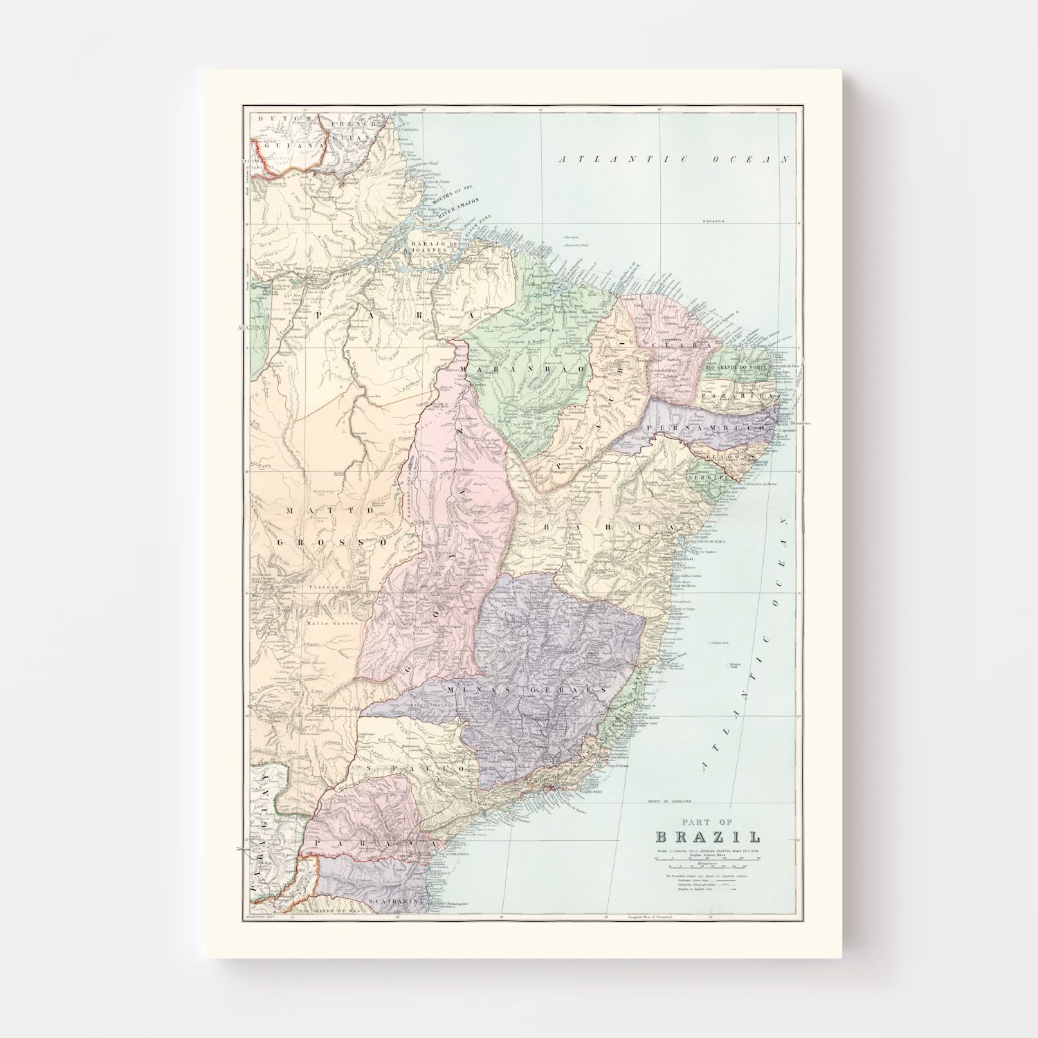 Vintage Map of Brazil 1904