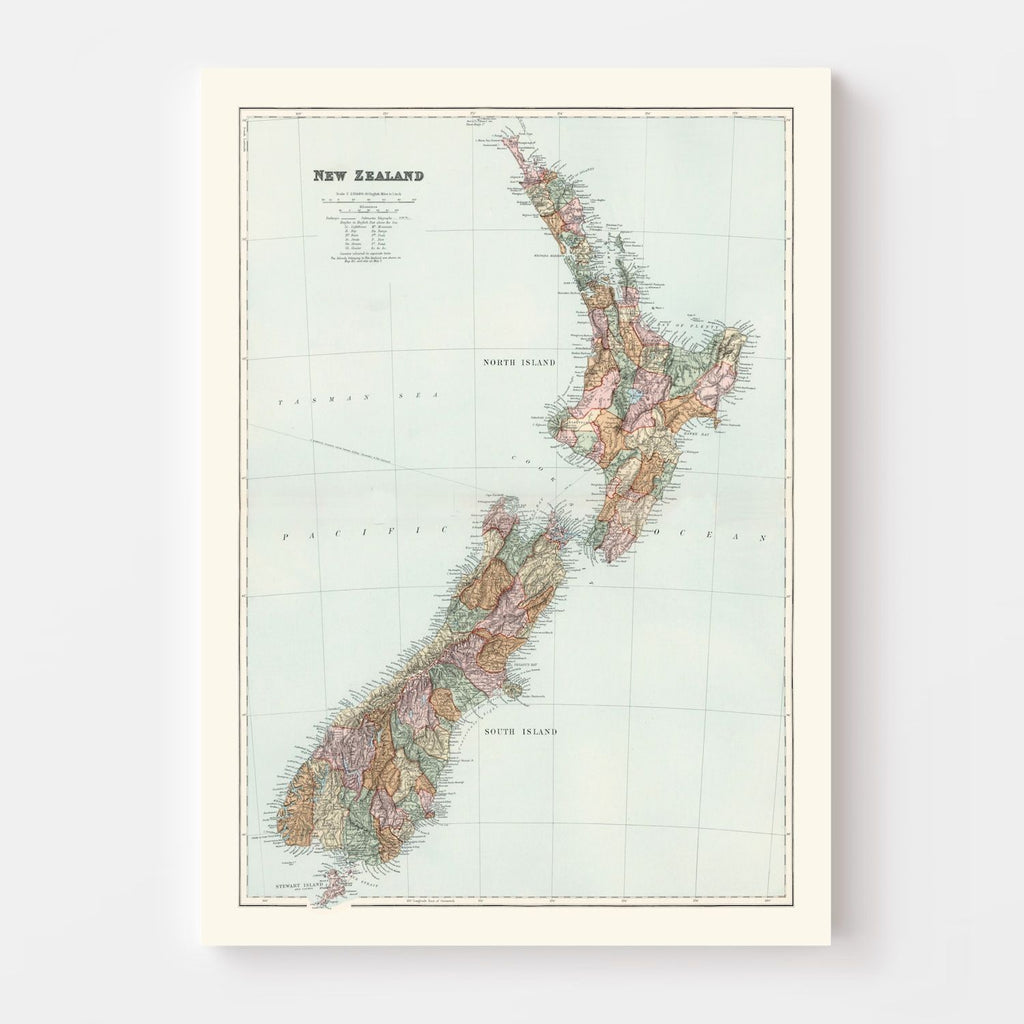 Vintage Map of New Zealand 1904