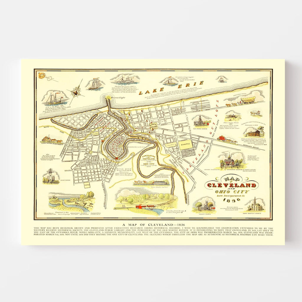 Vintage Map of Cleveland, Ohio 1937