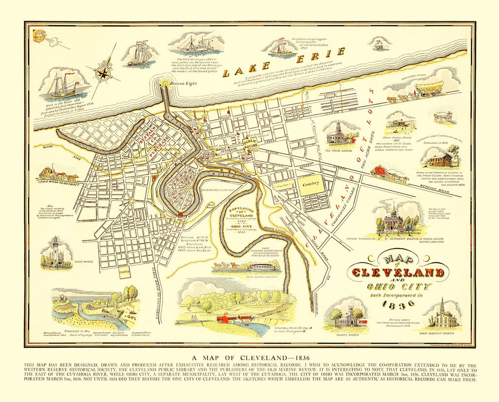 Vintage Map of Cleveland, Ohio 1937