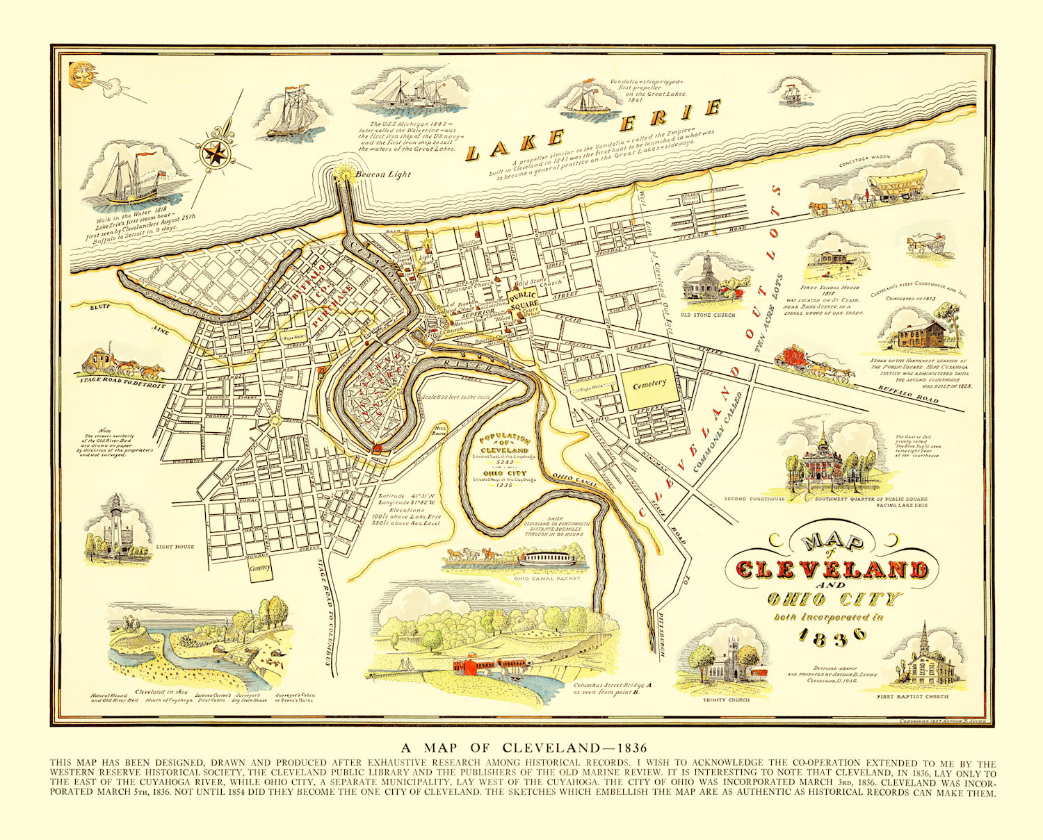Vintage Map of Cleveland, Ohio 1937