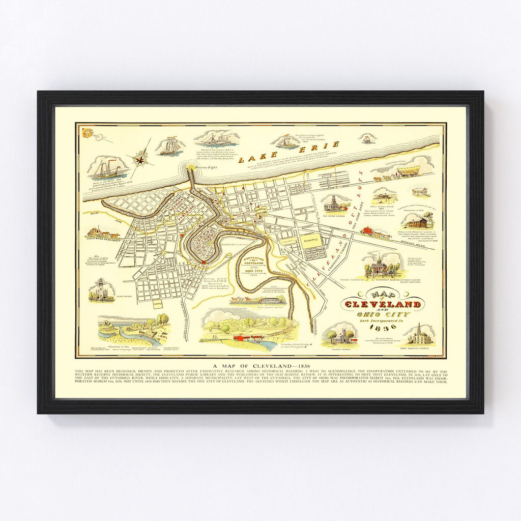 Vintage Map of Cleveland, Ohio 1937