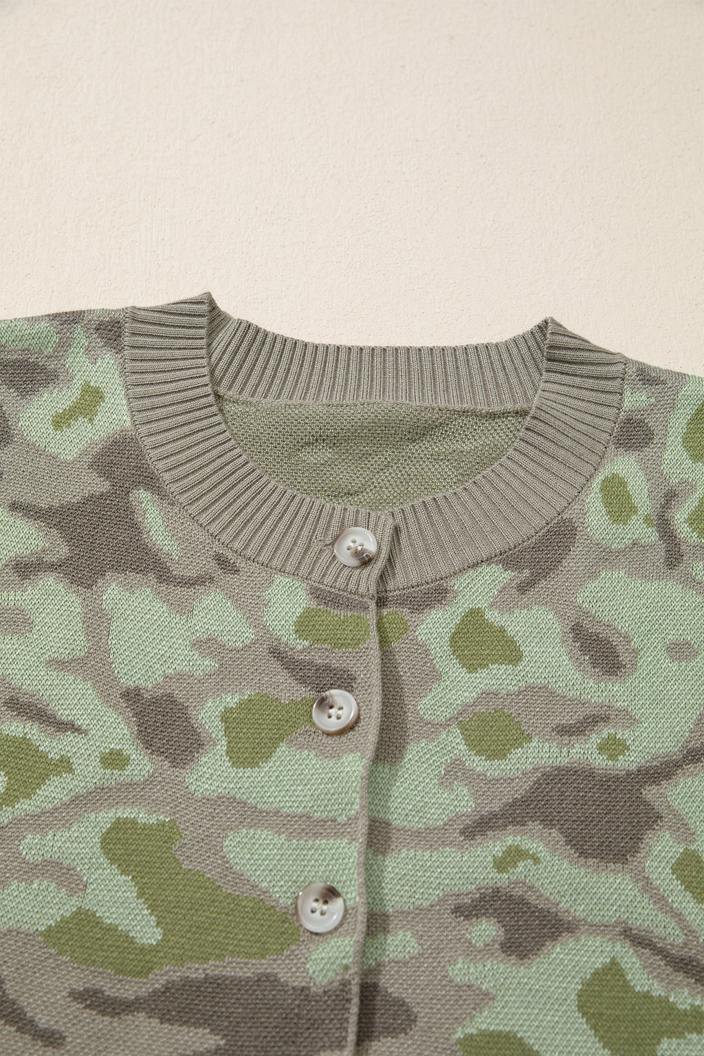 Camo Sleeveless Button Front Sweater Vest