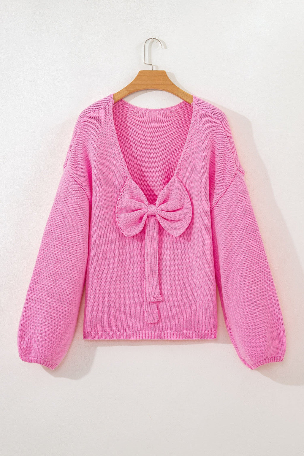 Bow Tie Backless Bubble Sleeve Sweater