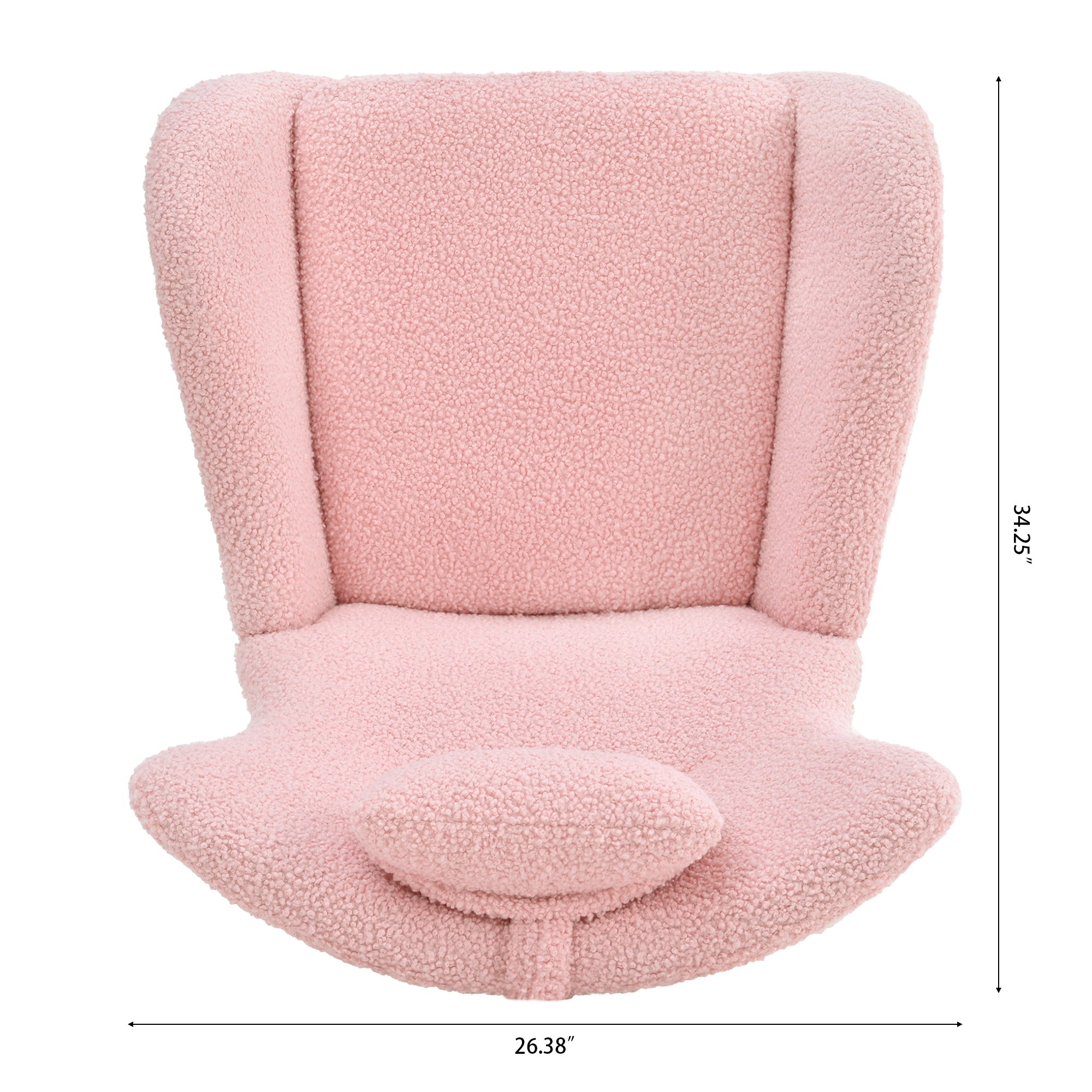 Rocking Chair Nursery, Teddy Upholstered Rocker Glider Chair with High Backrest, Adjustable Headrest & Pocket, Comfy Glider Chair for Nursery, Bedroom, Living Room, Offices, Rubber wood, pink