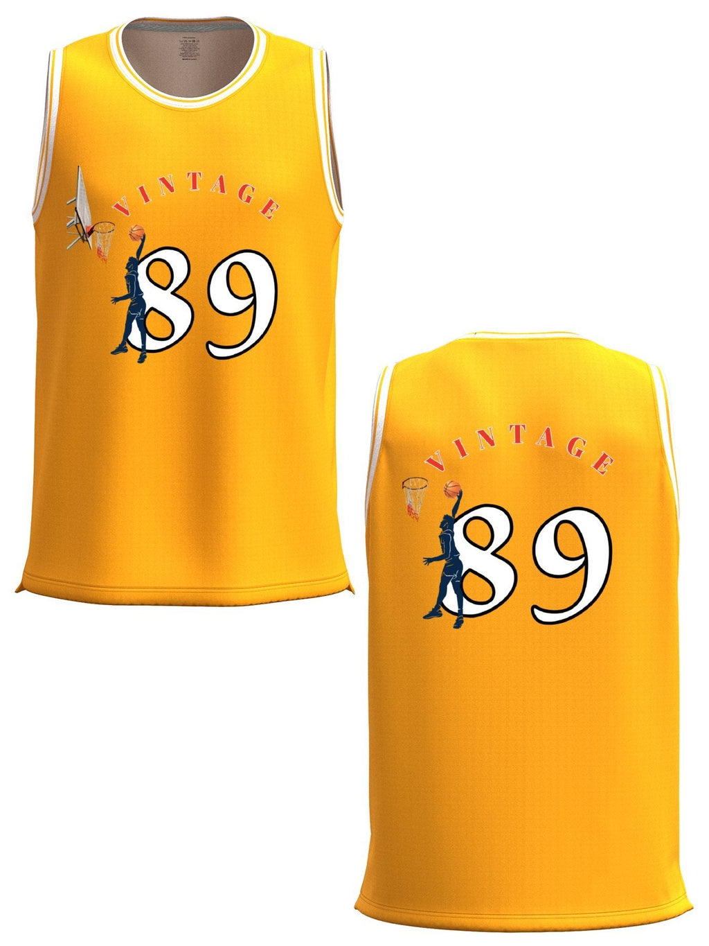 Vintage 89 Adult Yellow Basketball Jersey | Ships From USA