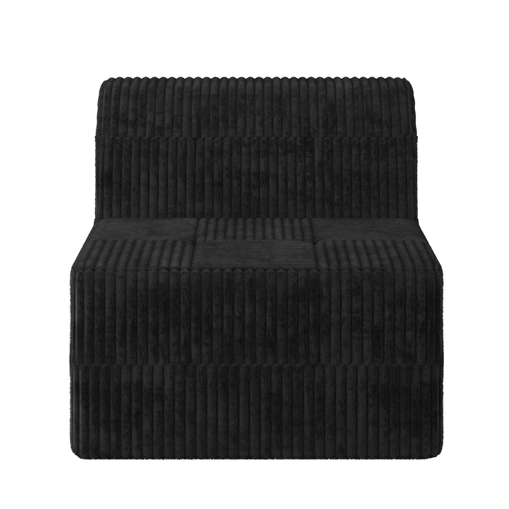 L shape Modular Sectional Sofa,DIY Compressed Sectional Sofa Modern Minimalist Style Corduroy Couch, Sleeper Sofa for Living Room, Bedroom, Comfy Compressed Sofa Couch Space-Efficient Design-black