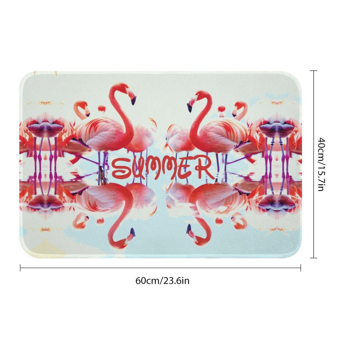 Pink Flamingos Summer Design Crystal Velvet Bath Mat (Made in USA)