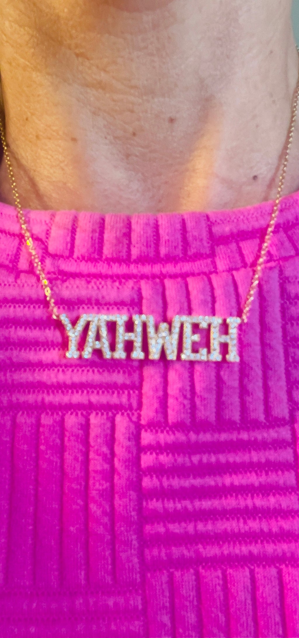 JESUS/YAHWEH CZ gold or silver 18k necklace