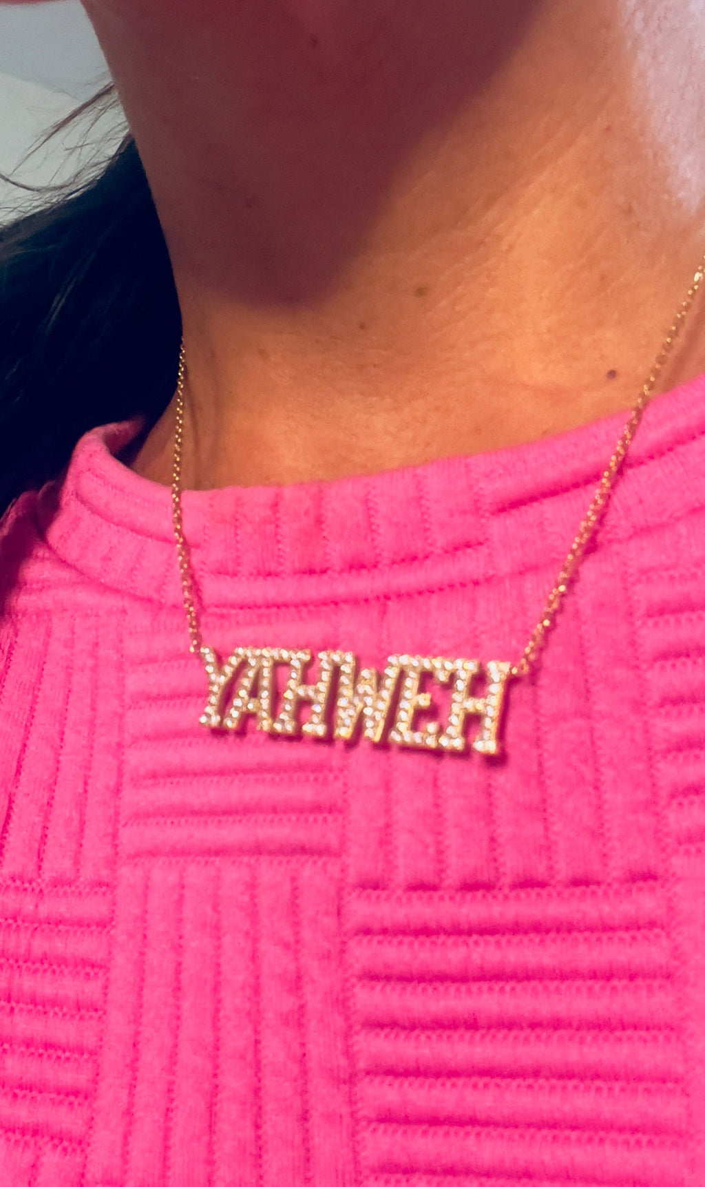 JESUS/YAHWEH CZ gold or silver 18k necklace