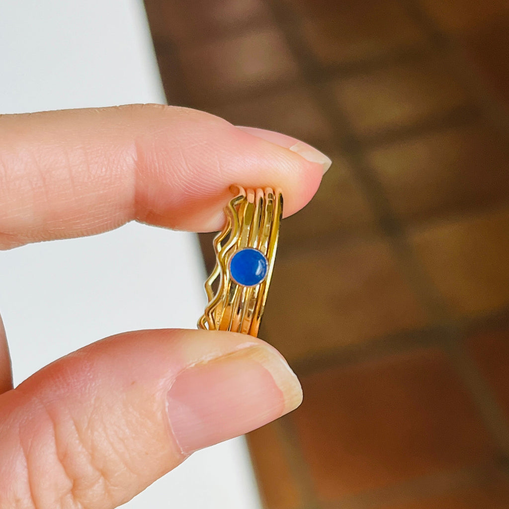 14k gold-fill or sterling silver SMALL GEM STACK RING SET