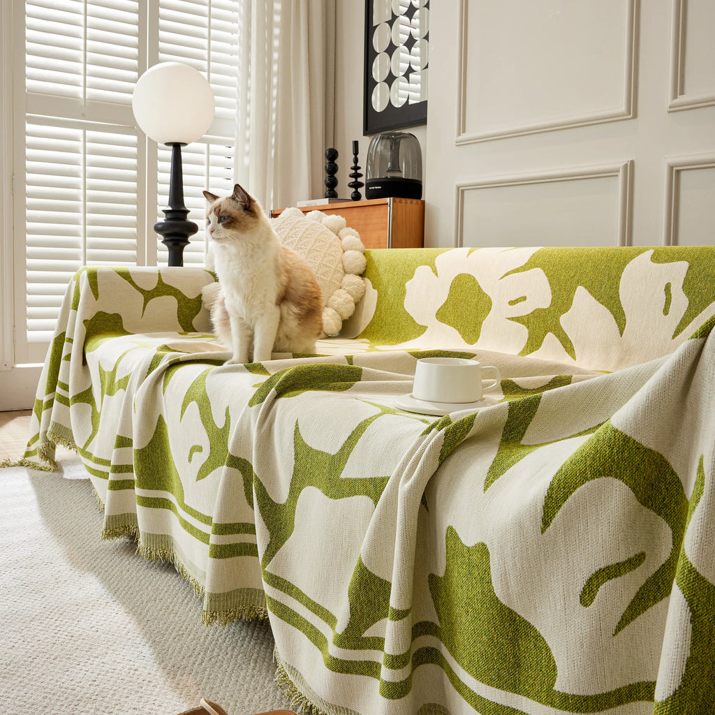 Chenille Floral Soft Thick Reversible Blanket Covers for Couch, Couch Protector Blanket Cover Sofa