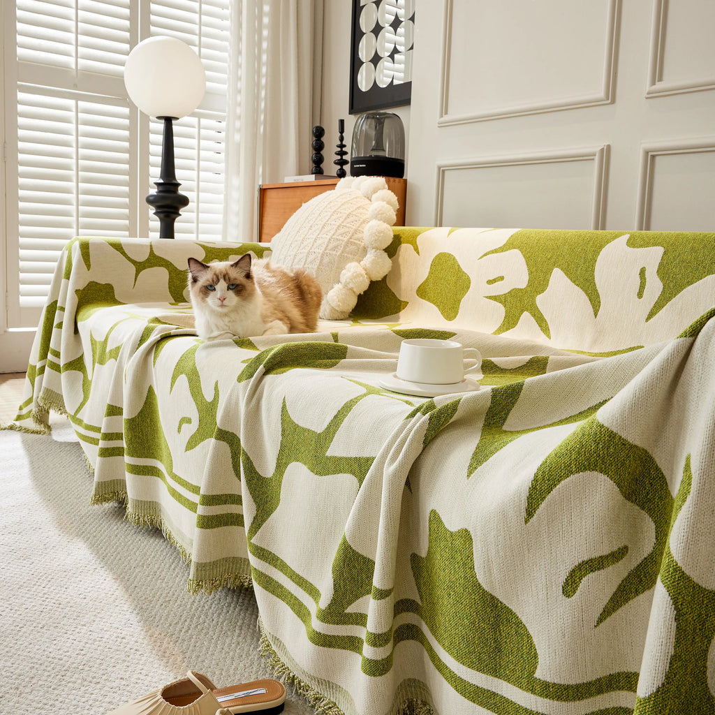 Chenille Floral Soft Thick Reversible Blanket Covers for Couch, Couch Protector Blanket Cover Sofa