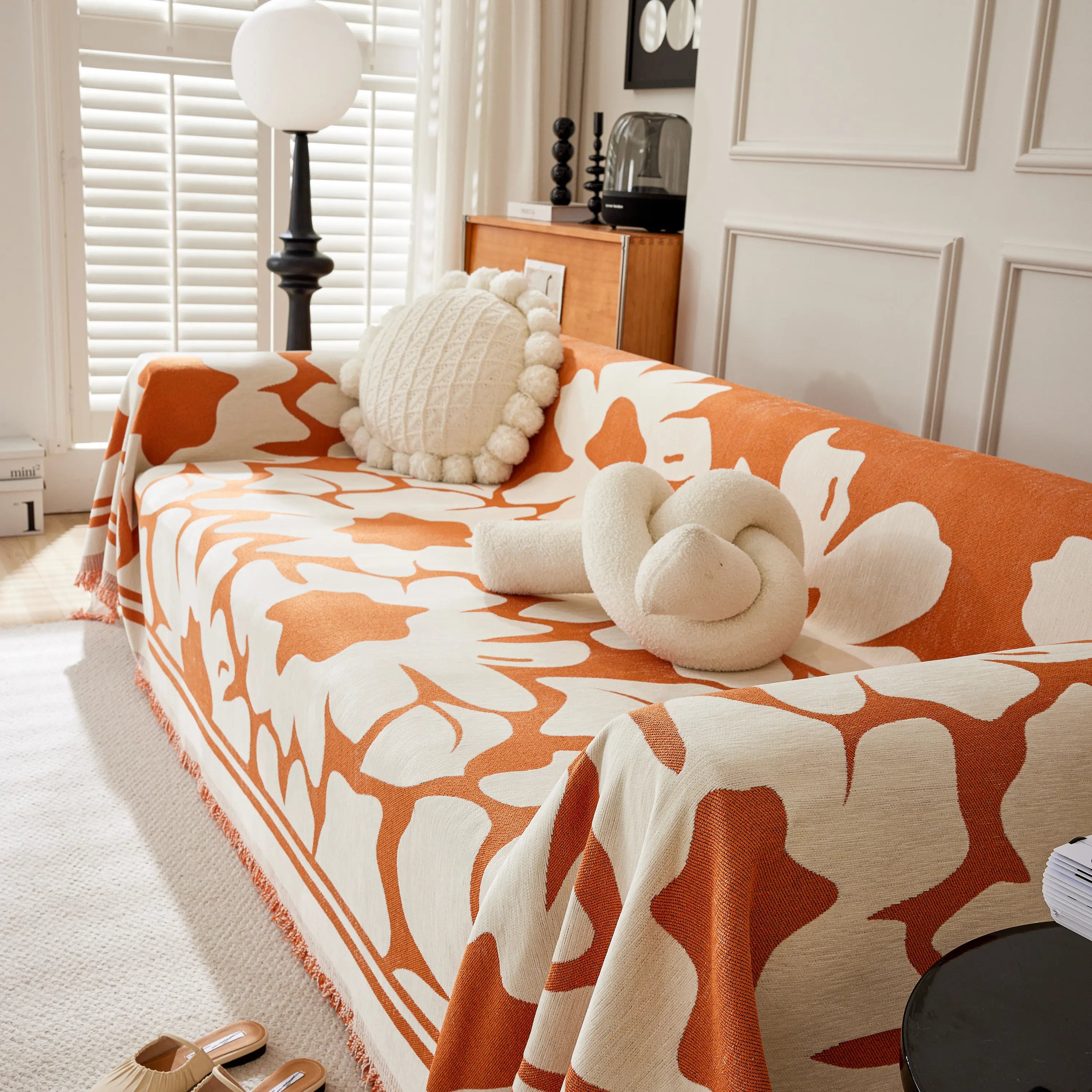 Chenille Floral Soft Thick Reversible Blanket Covers for Couch, Couch Protector Blanket Cover Sofa