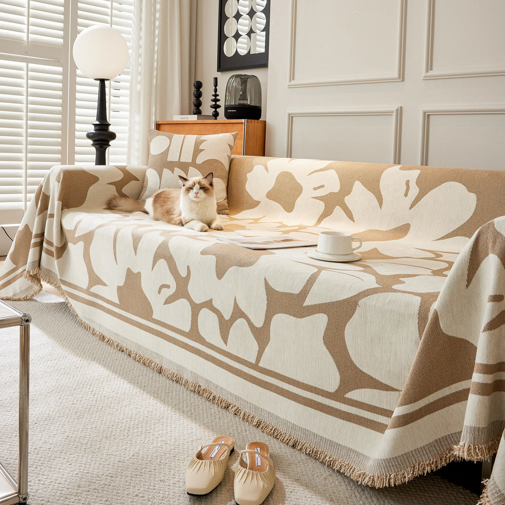 Chenille Floral Soft Thick Reversible Blanket Covers for Couch, Couch Protector Blanket Cover Sofa