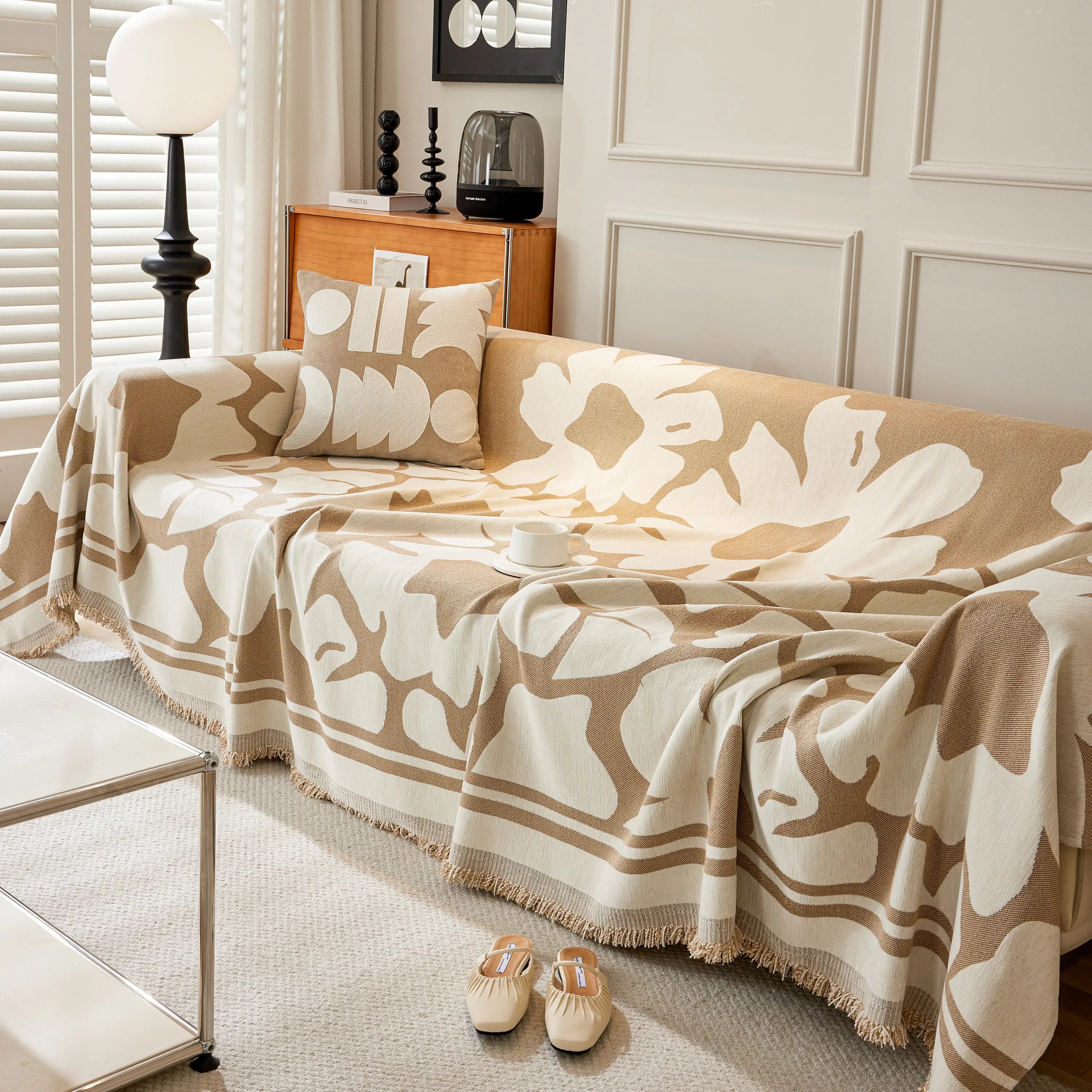 Chenille Floral Soft Thick Reversible Blanket Covers for Couch, Couch Protector Blanket Cover Sofa