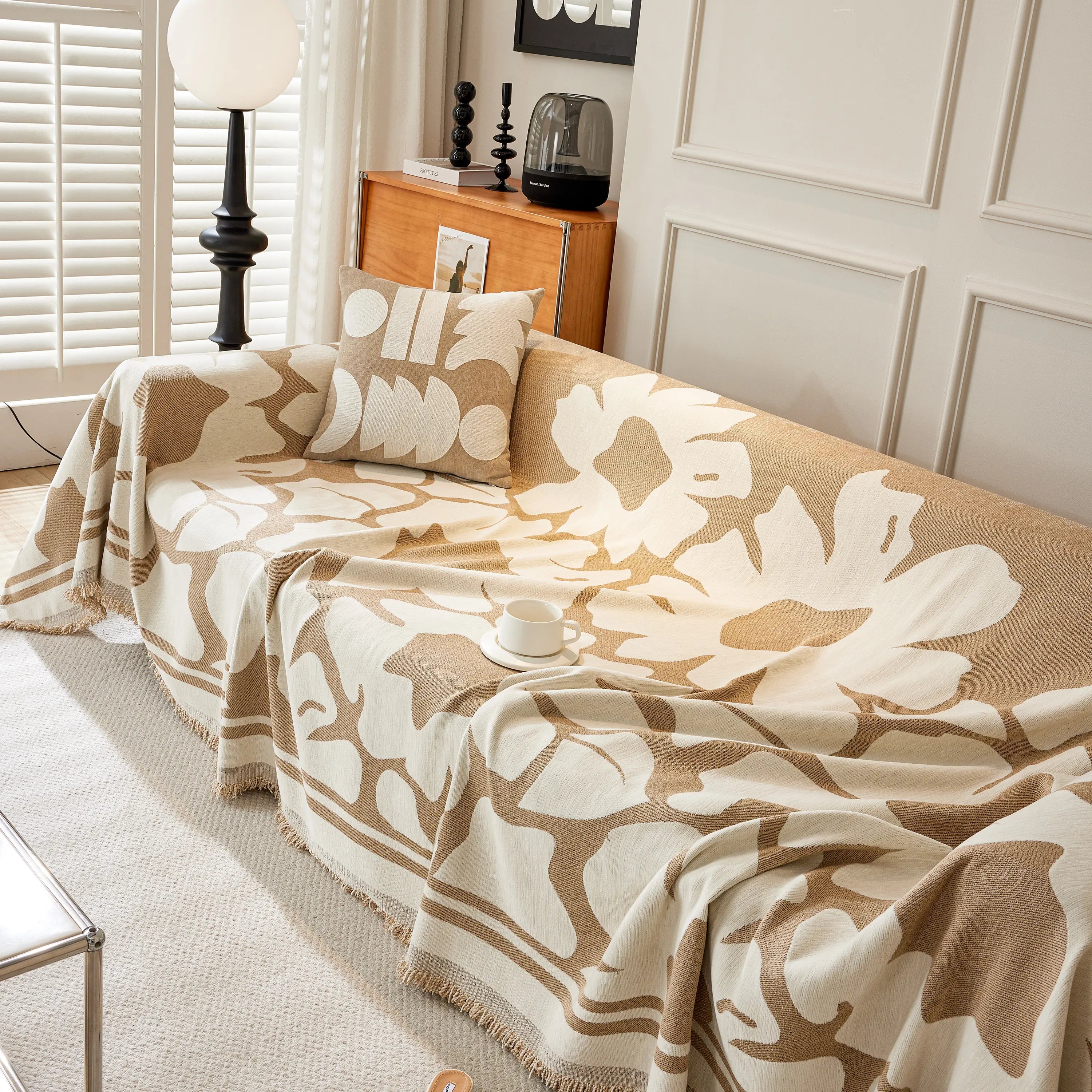 Chenille Floral Soft Thick Reversible Blanket Covers for Couch, Couch Protector Blanket Cover Sofa