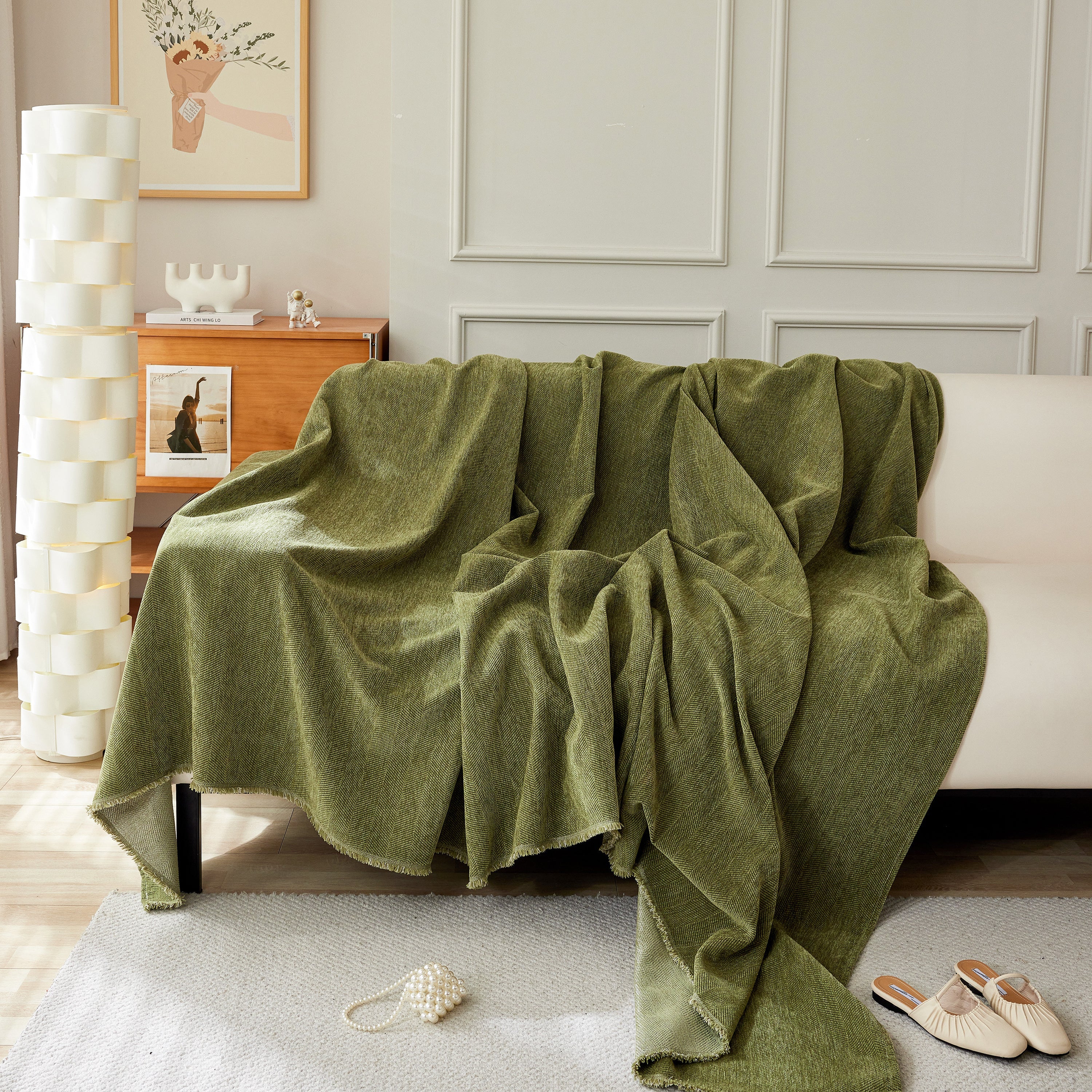 Herringbone Oversized Chenille Couch Throw Cover Sofa Slipcovers Couch Covers for Sectional Couches