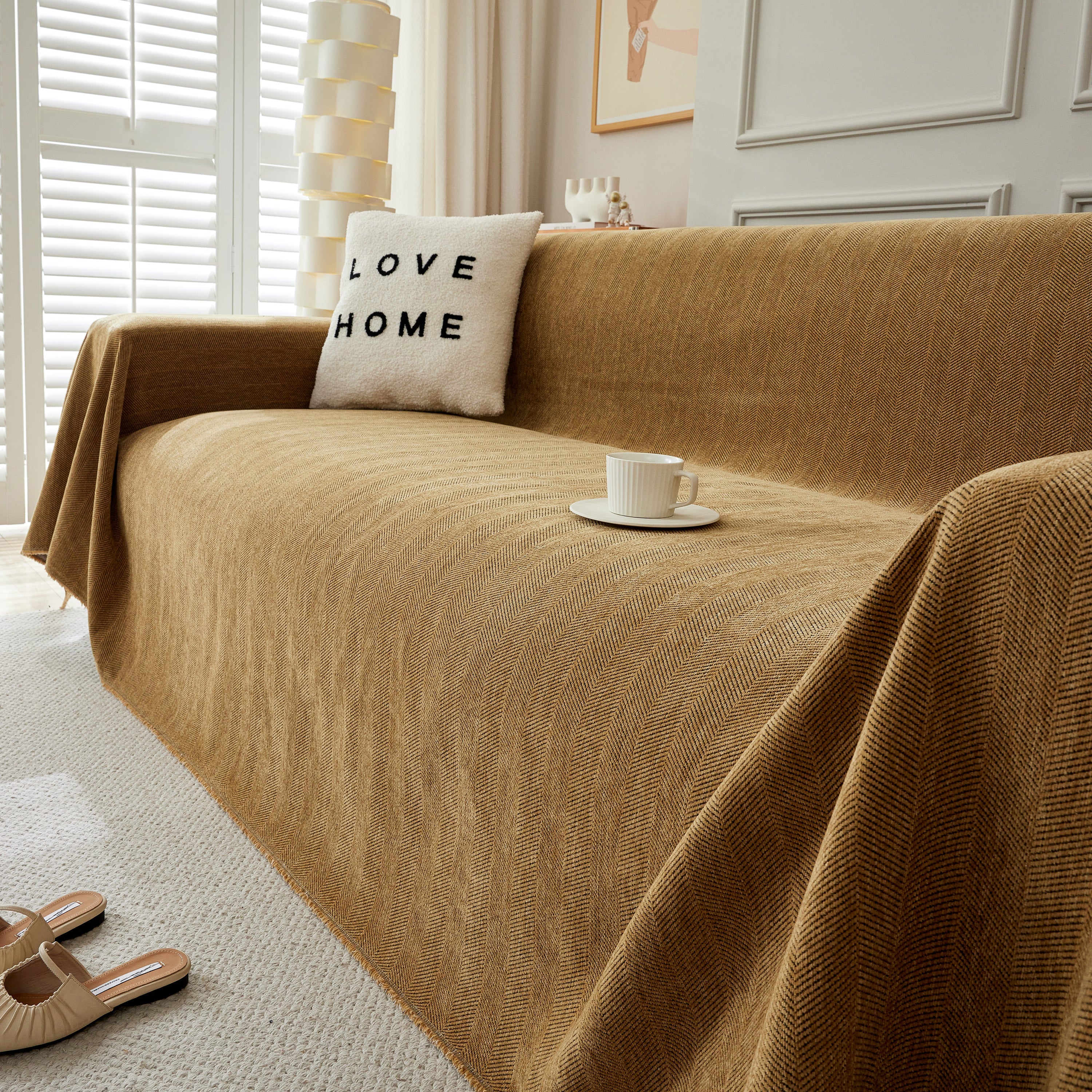 Herringbone Oversized Chenille Couch Throw Cover Sofa Slipcovers Couch Covers for Sectional Couches