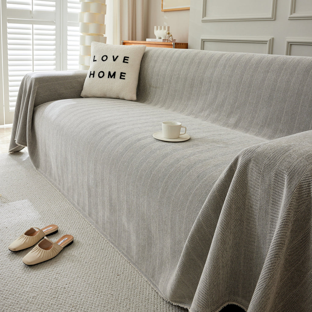 Herringbone Oversized Chenille Couch Throw Cover Sofa Slipcovers Couch Covers for Sectional Couches