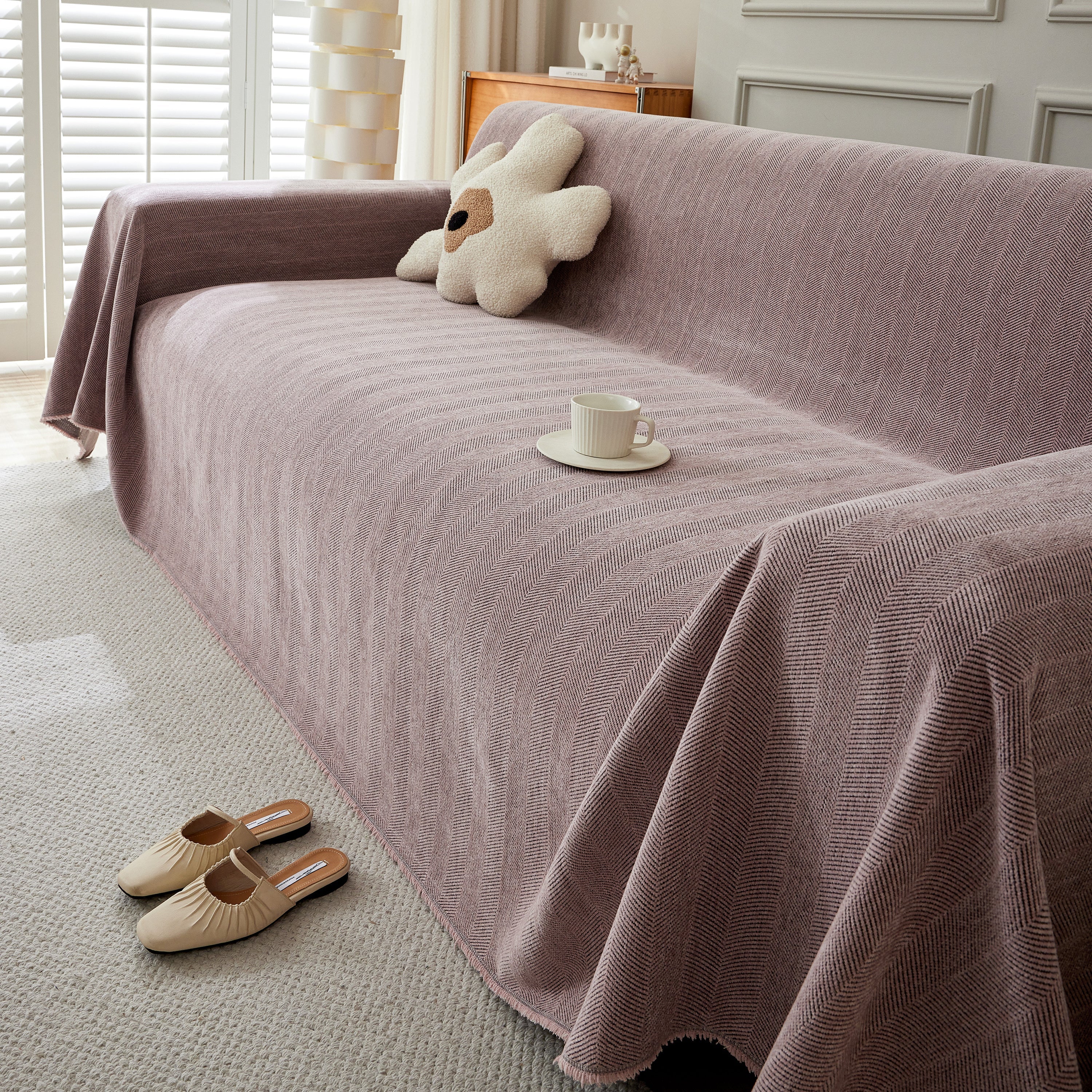 Herringbone Oversized Chenille Couch Throw Cover Sofa Slipcovers Couch Covers for Sectional Couches