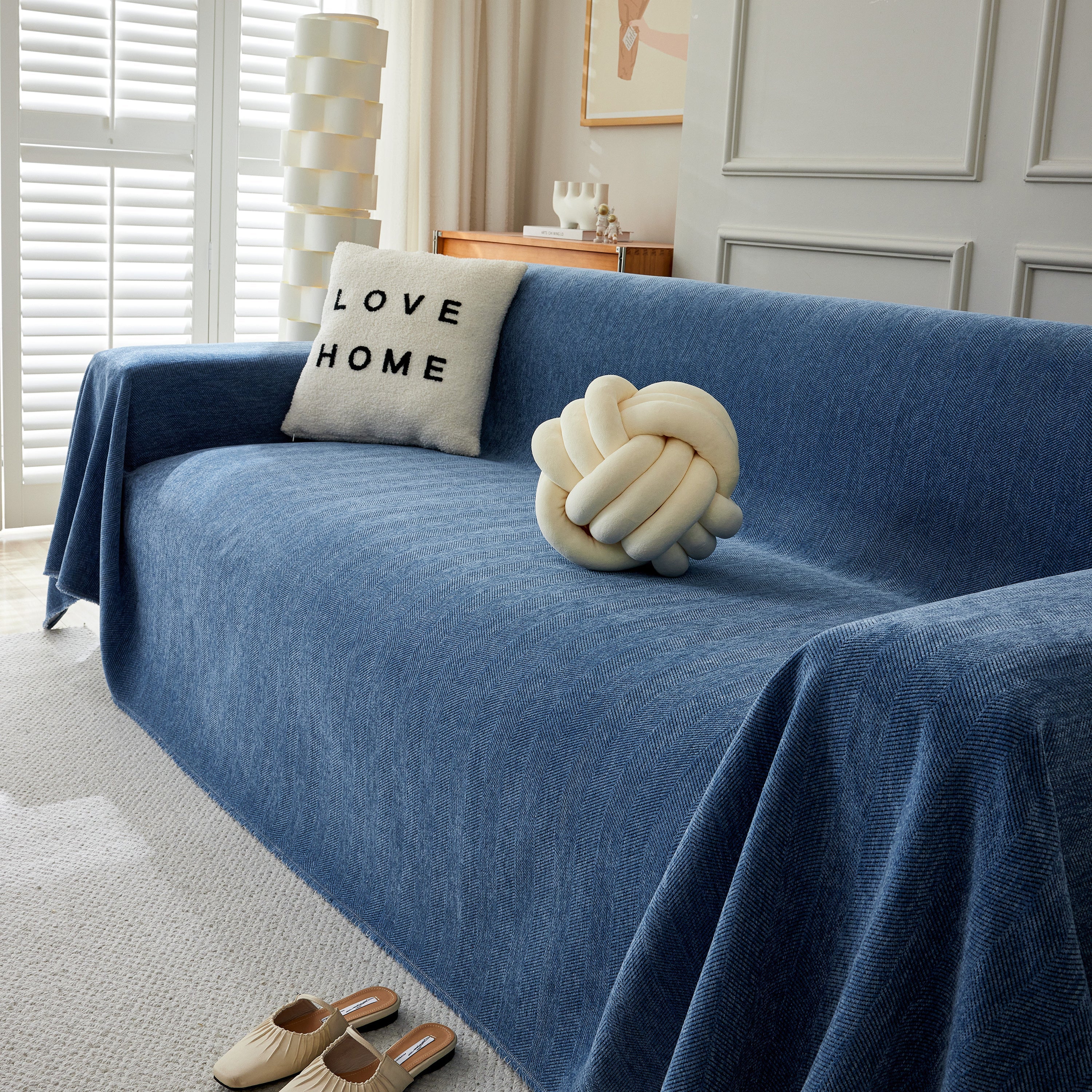 Herringbone Oversized Chenille Couch Throw Cover Sofa Slipcovers Couch Covers for Sectional Couches