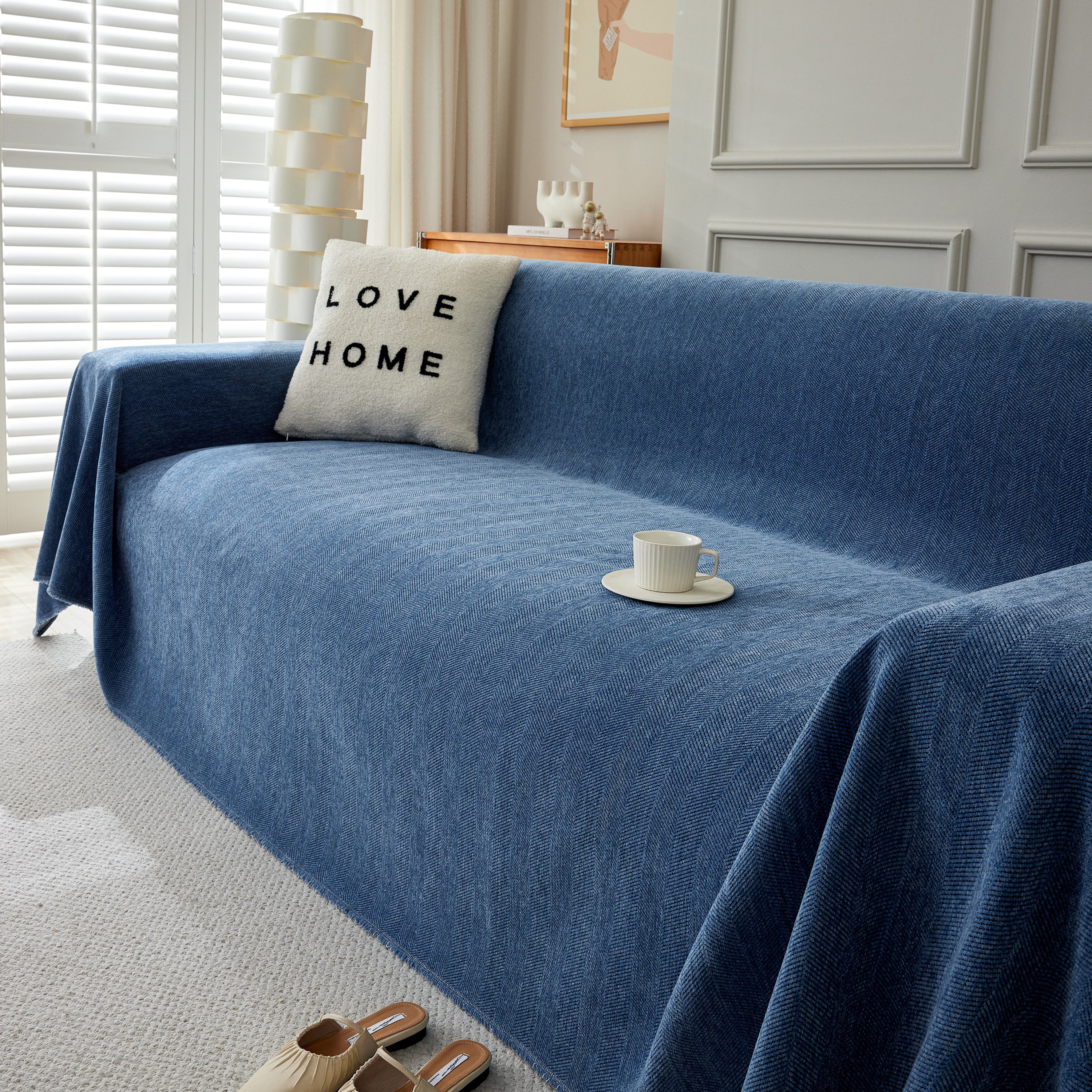 Herringbone Oversized Chenille Couch Throw Cover Sofa Slipcovers Couch Covers for Sectional Couches