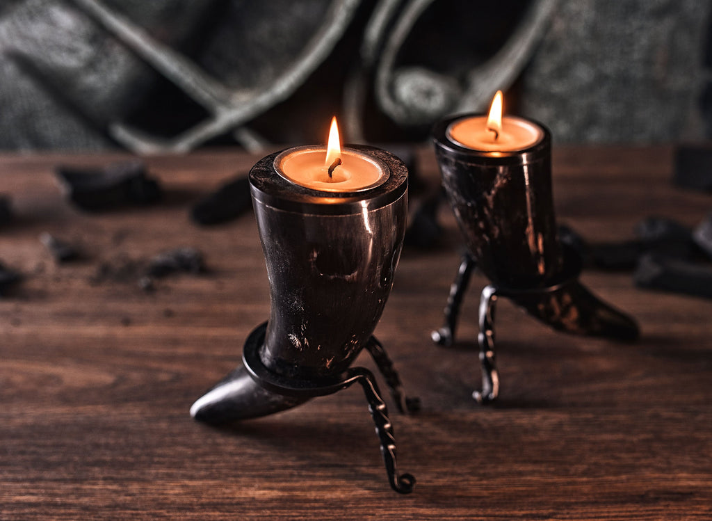 Viking Candle Holders – Ox Horn Tealight Set of 2