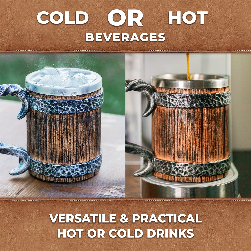 Viking Beer Barrel Tankard – 20 oz Insulated Mug