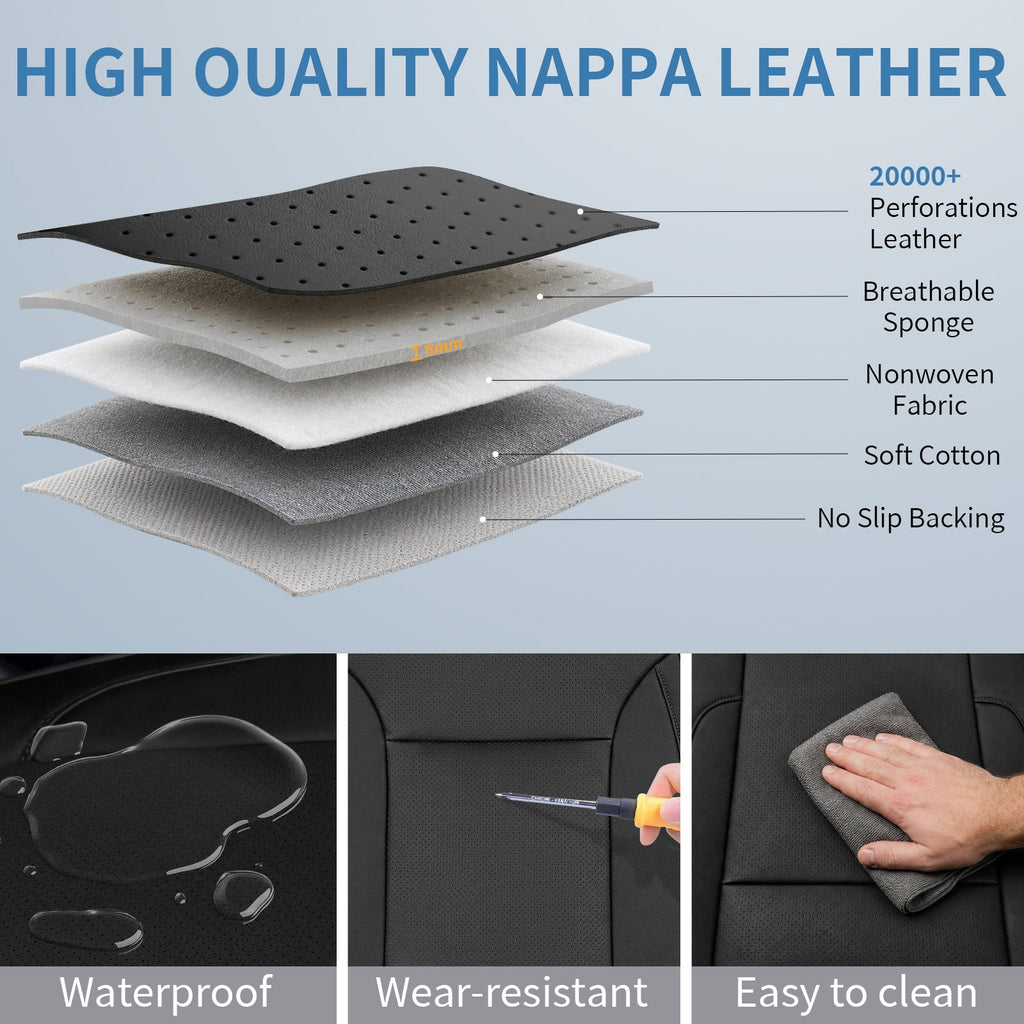 Umbrauto Custom Seat Covers for Silverado and GMC Sierra,Waterproof Nappa Leather Seatcovers for Chevy Silverado/GMC Sierra 2007-2013 & 2019-2026 1500, 2020-2026 2500HD 3500HD Crew/Double/Extended Cab