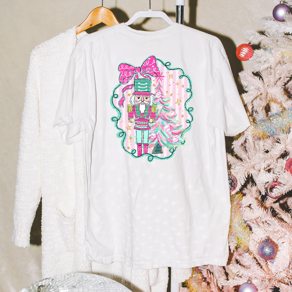 Nutcracker pink bow frame tee or sweatshirt