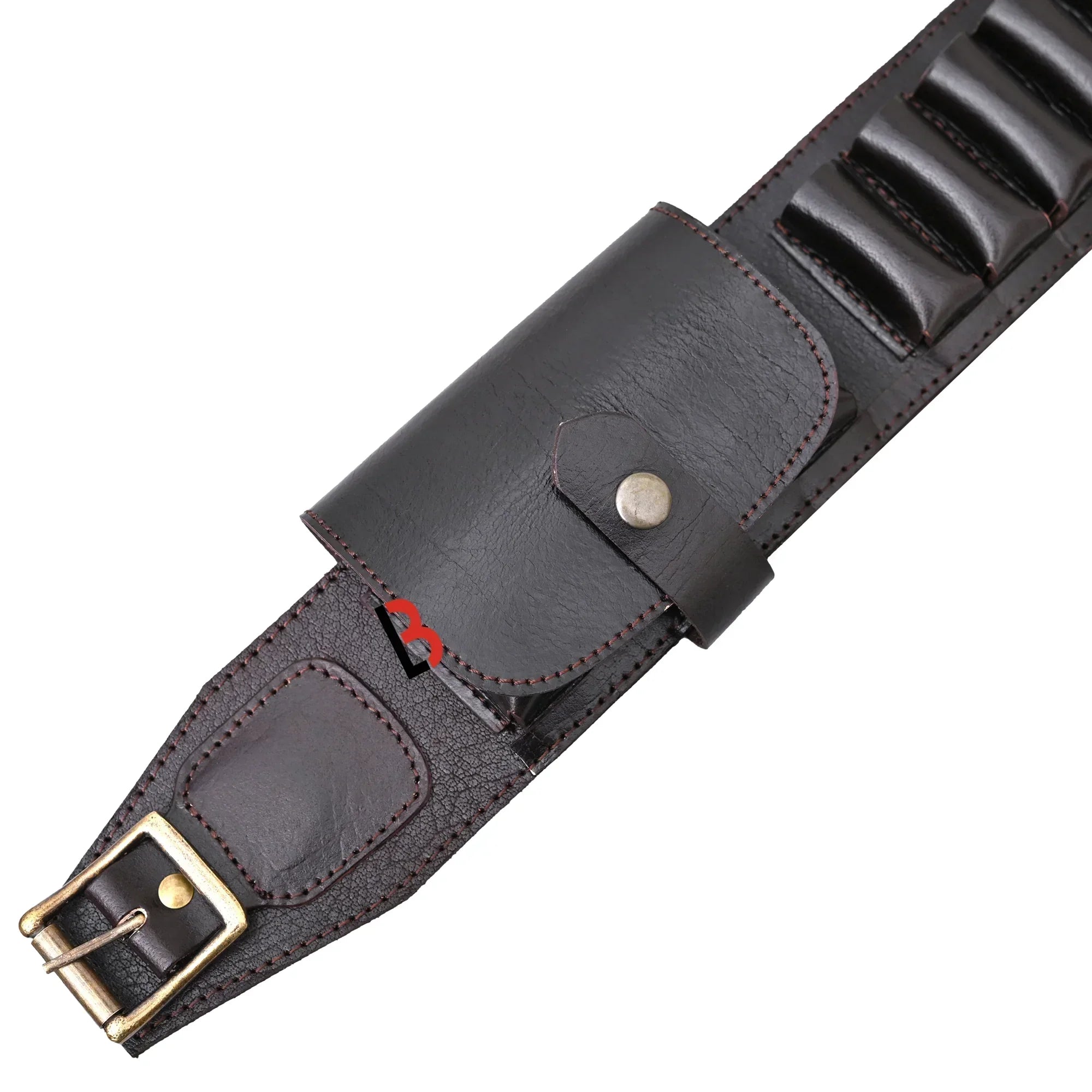 Cowhide Leather Shotshell Bandolier Cartridge Belt Two Flap Ammunition Carrier