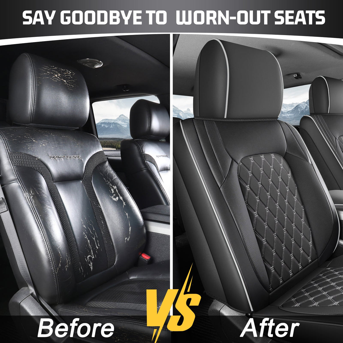 Umbrauto Seat Cover for Chevy Silverado/GMC Sierra 1500 2007-2013&2019-2026,3D Laser-Scan Custom Fit 2500/3500HD 2020-2026 Crew/Double Cab, Nappa Leather, Waterproof, Full Coverage, Airbag Compatible,Gray