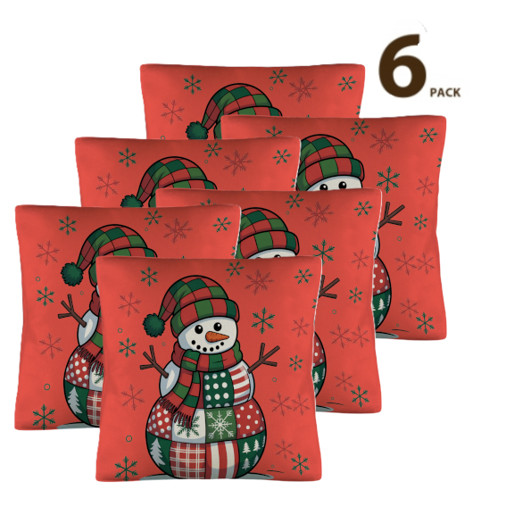 Patchwork Snowman Custom Pillow Case 18 x 18 inch (Made in USA)