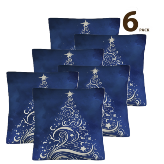 Silver Tree on Blue Background Christmas Pillow Cases Throw Pillow Covers 18x18inch