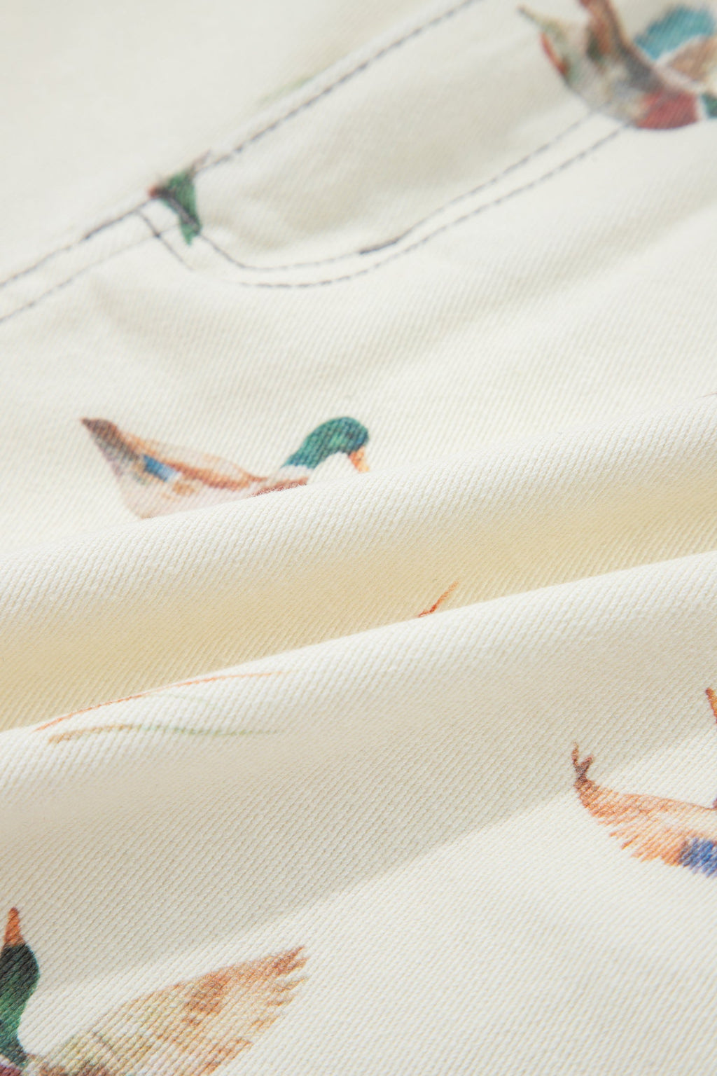 Mallard Duck Denim High Waist Frayed Shorts