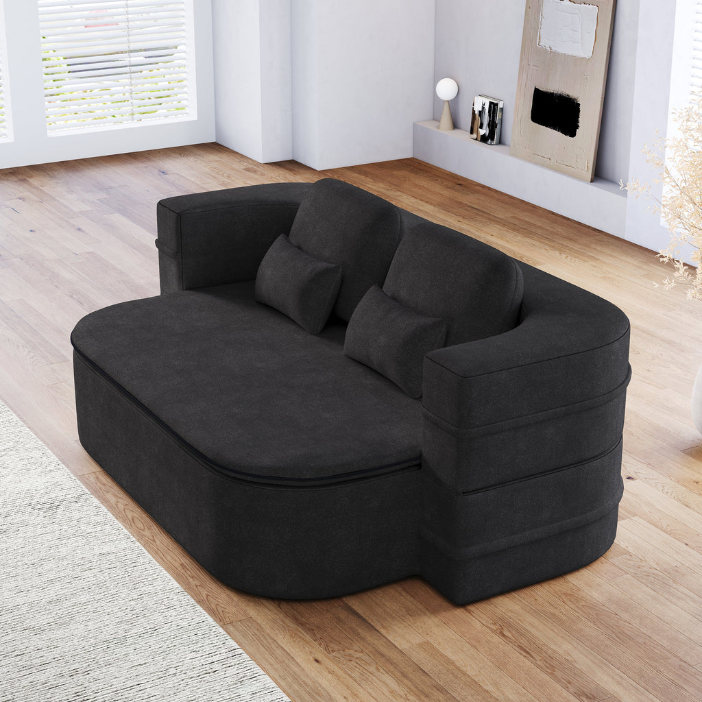 75''2-in-1 Foldable Sofa,Convertible Sleeper Foam Sofa Bed with Multi Functional Blanket, Chenille Floor folding sofa bed,  Floor Sofa Lounge Sofa for Living Room Bedroom Lounge Studio