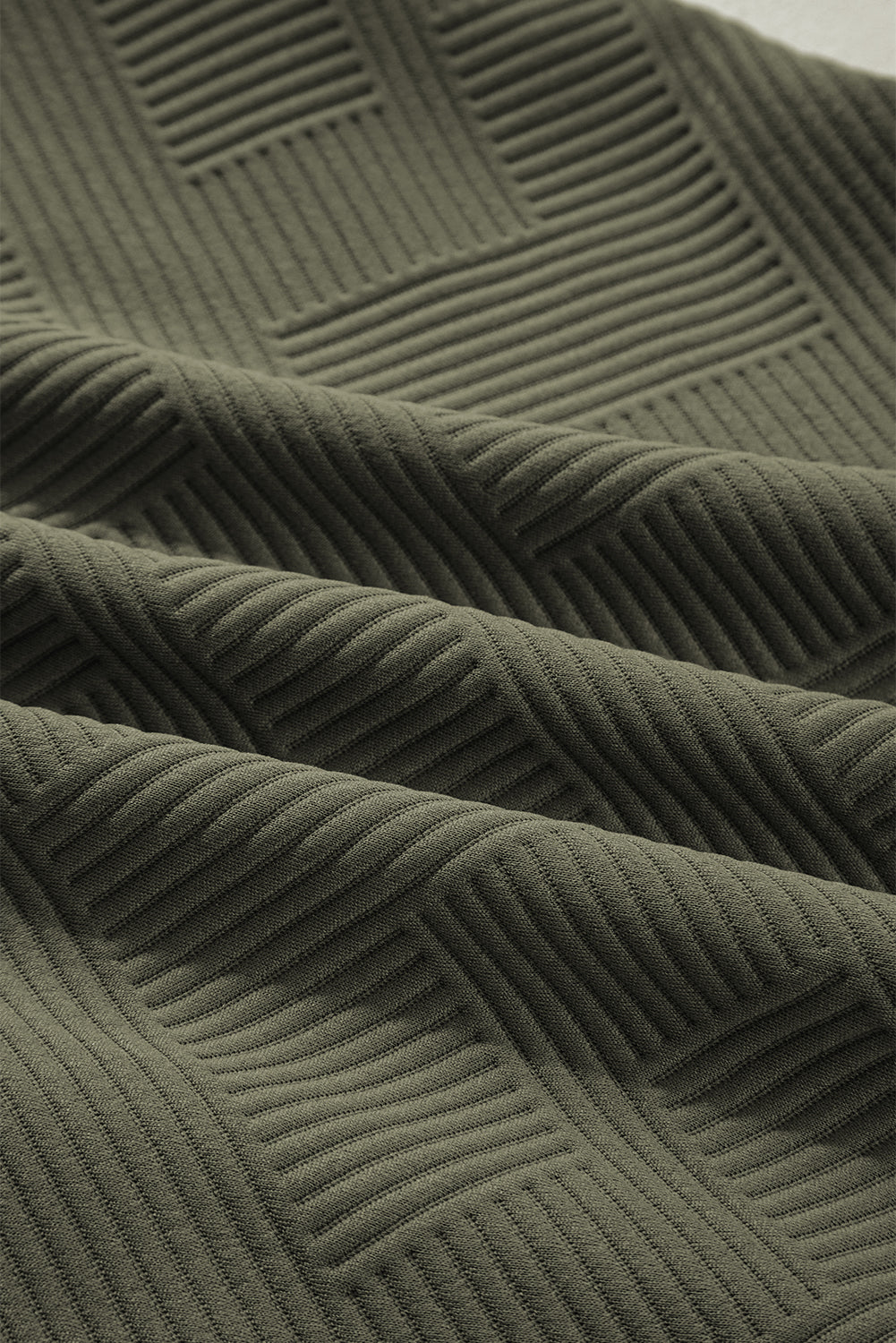 Textured Quarter Zip Collar 3/4 Sleeve Mini Dress