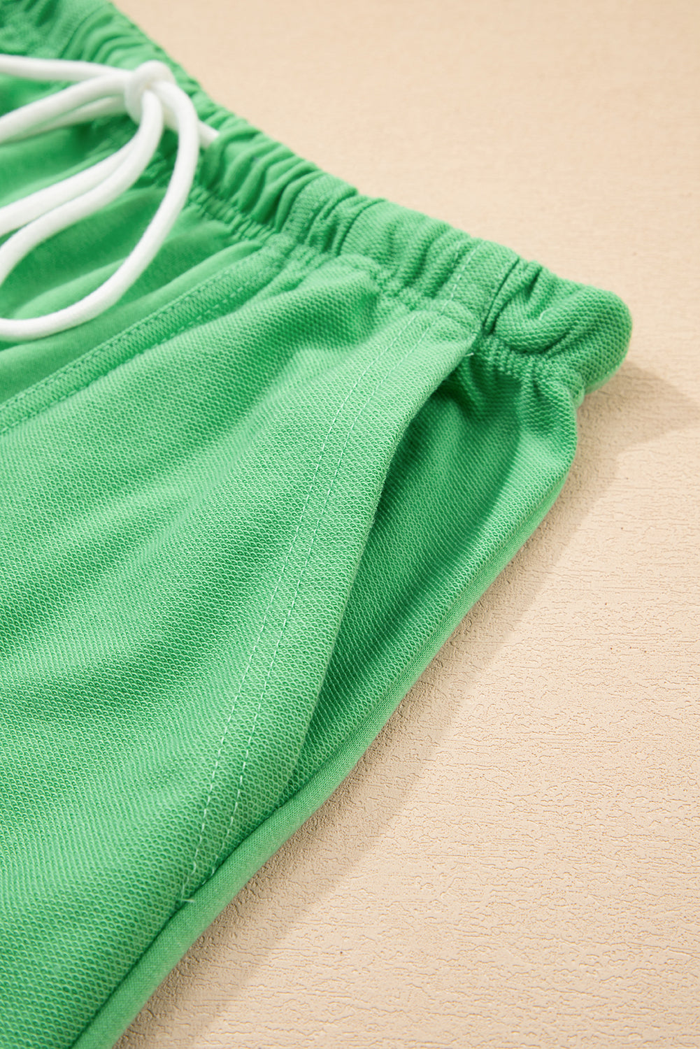 Women's V-neck Drop Shoulder Tee and Drawstring Shorts Set