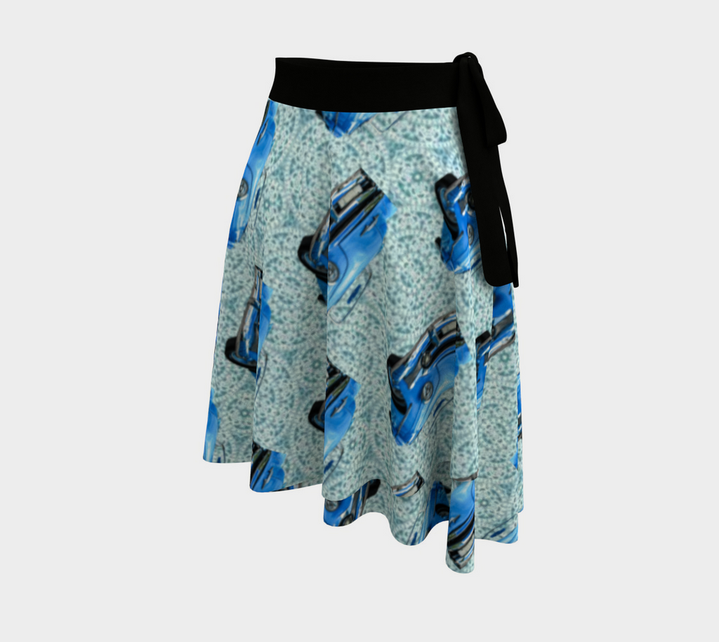 Vintage Blue Car One Size Wrap Skirt
