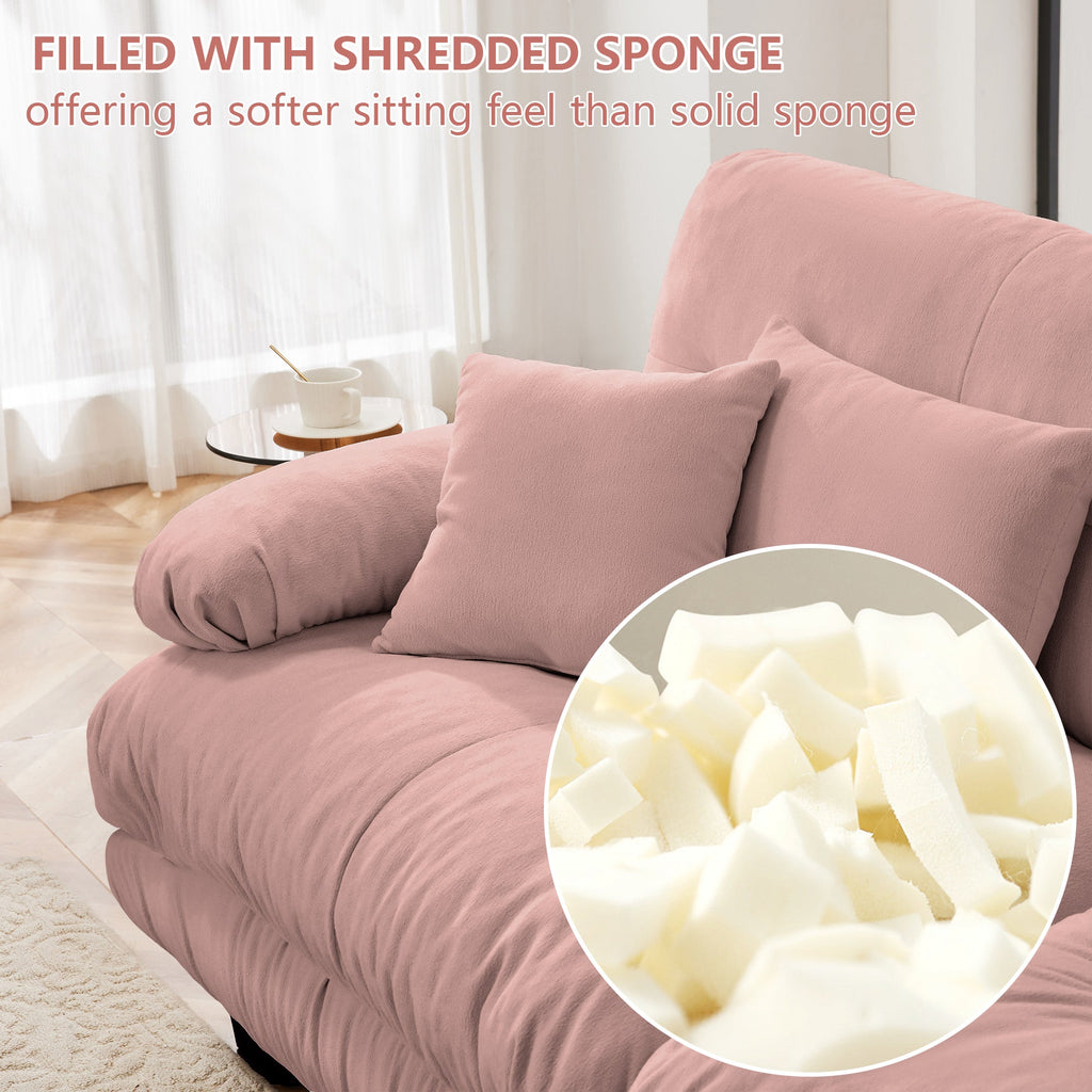 Luxury Modular Sectional Sofa Couch,Oversized L Shaped Cloud Couch for Living Room,Deep Seat Sofa Couch with Convertible Ottoman,Chenille Pink