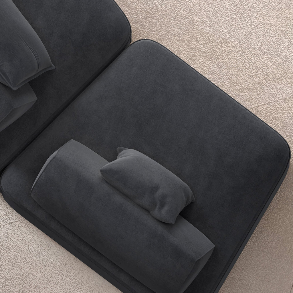139' Modern Light Luxury Oversized Modular Sectional Sofa Set,DIY Upholstered Fluffy Chenille Sofa with Removable Backrests and Soft Pillows,Deep Seat Couch & Sofa Bed for Living Room,Office,Dark Grey