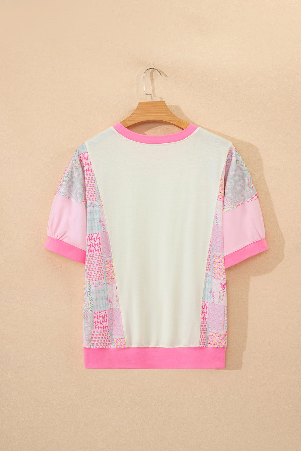 Floral Colorblock Patchwork Short Sleeve Top