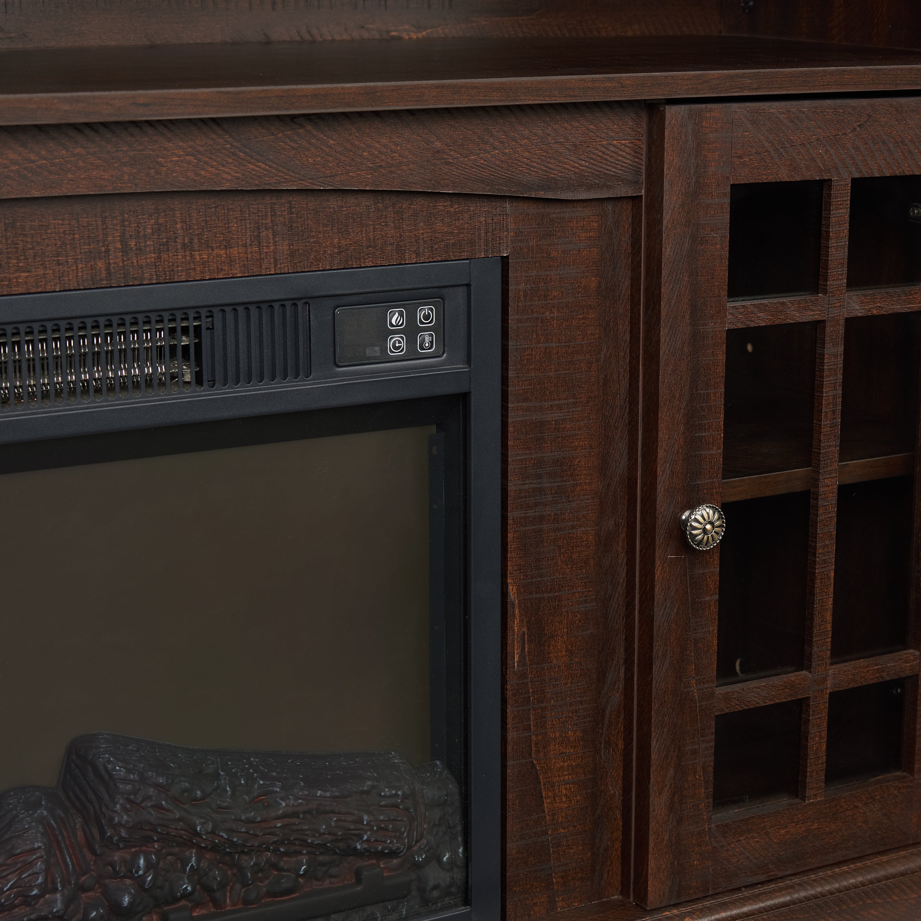 Classic TV Media Stand Modern Entertainment Console with 23' Fireplace Insert for TV Up to 65' with Open and Closed Storage Space, Espresso, 58.25'W*15.75'D*32'H