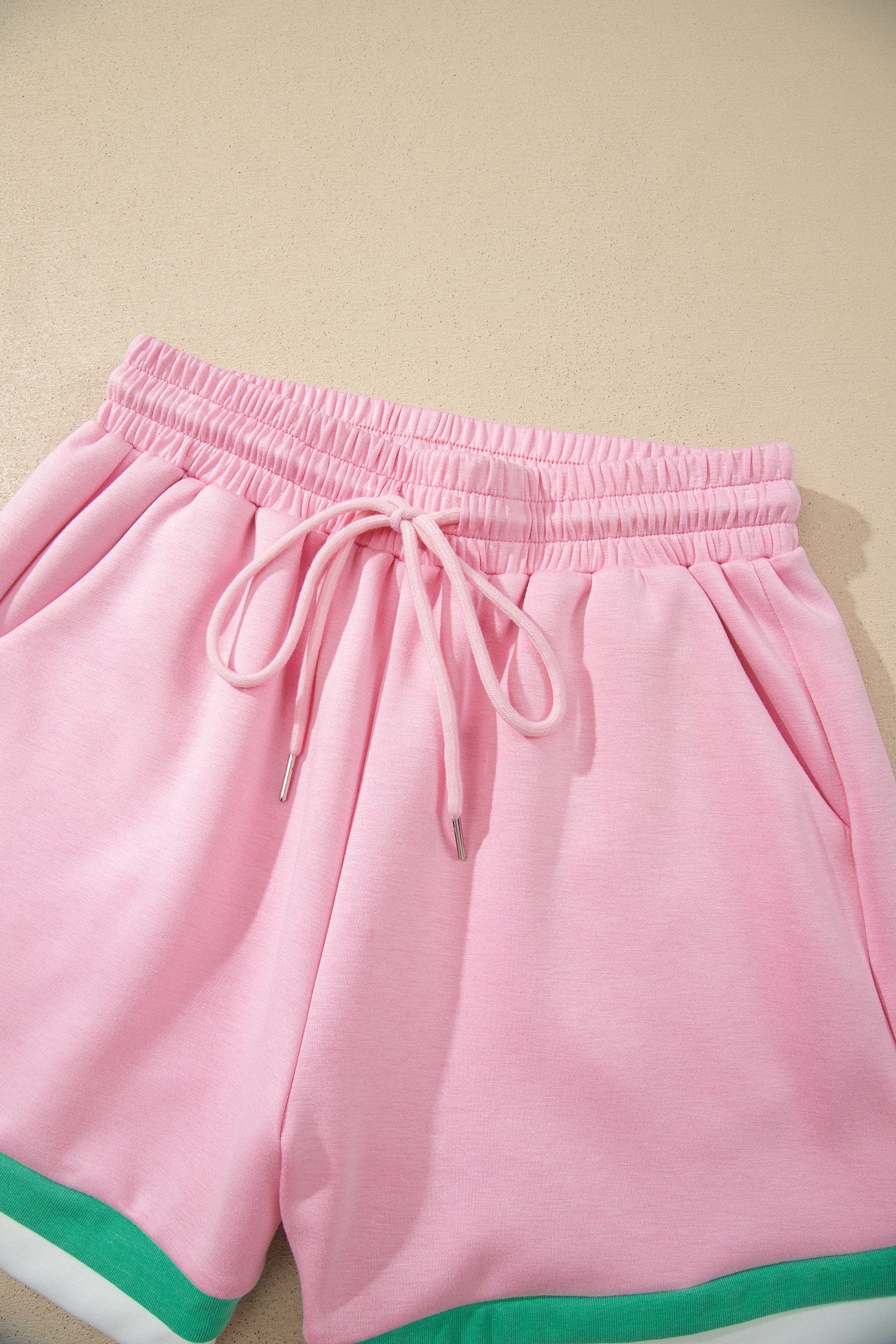 Stripe Trim T-Shirt & Drawstring Shorts Set