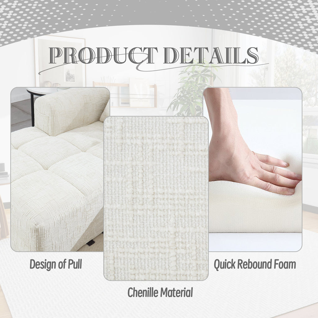 UNITED WE WIN 98.42-inch modular sectional sofa, modern modular L-shaped sofa with chaise longue, equipped with small side pockets and free of compression during installation.